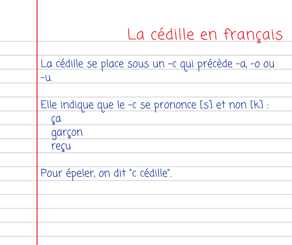 Les signes phonétiques en français : la cédille